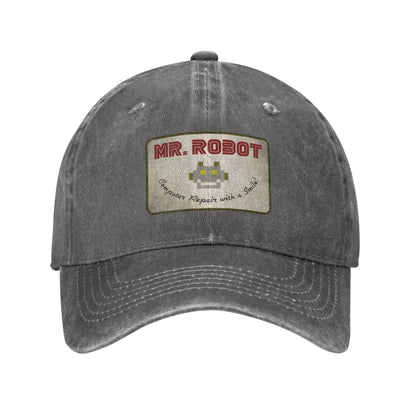 Computer med Sourires Anime Funny Mr Robot Custom Retro Cowboy vasket baseballkasket til mænd Denim solhat Hip Hop-kasket