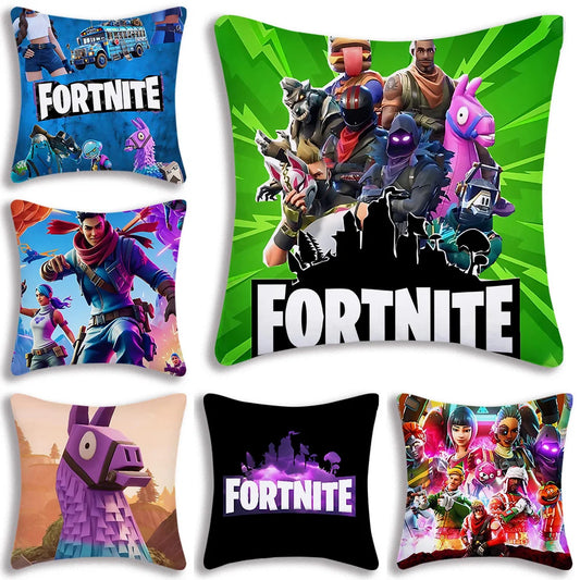 Anime game Fortnites Pillow Covers Cartoon Sofa Decorative Home Double-sided Printing Short Plush Cute Cushion Cover