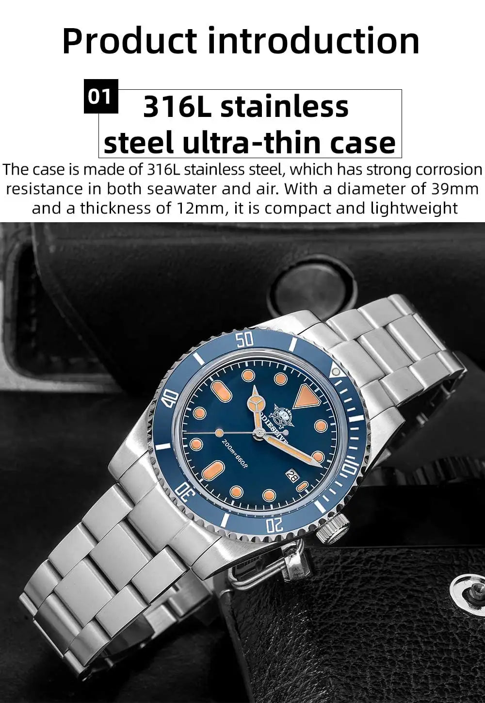 ADDIESDIVE Men's Gift Box Luxury Diver Watch Super Luminous Bubble Mirror Glass Quartz Watch 20Bar Ceramic Bezel Steel Watch