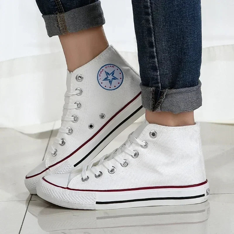 Baskets montantes classiques confortables, chaussures de sport plates, chaussures de marche confortables, mode respirante, toile de loisirs canisée, nouveau