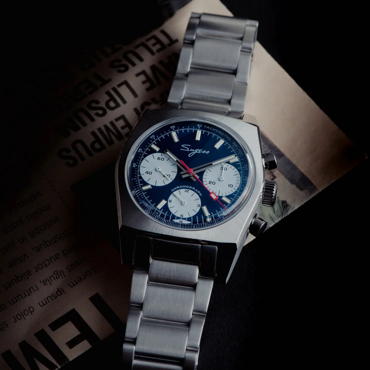 Sugess S419 Series 37mm Original Swanneck Movement Chronograph Master Mens Watch Mechanical Wristwatch Dome Sapphire Crystal New