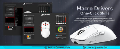ATTACK SHARK X3 Wireless Gaming Mouse,49g Ergonomic PC Mouse,Triple Modes PAW3395 26K DPI Optical Sensor,Programmable Buttons
