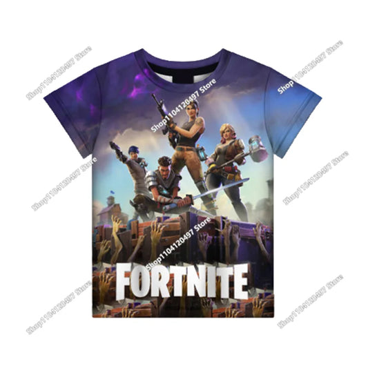 Лятна модна детска тениска с Fortnite талисман и 3D принт, ежедневна T-shirt за момчета и момичета, унисекс детско облекло, горнище
