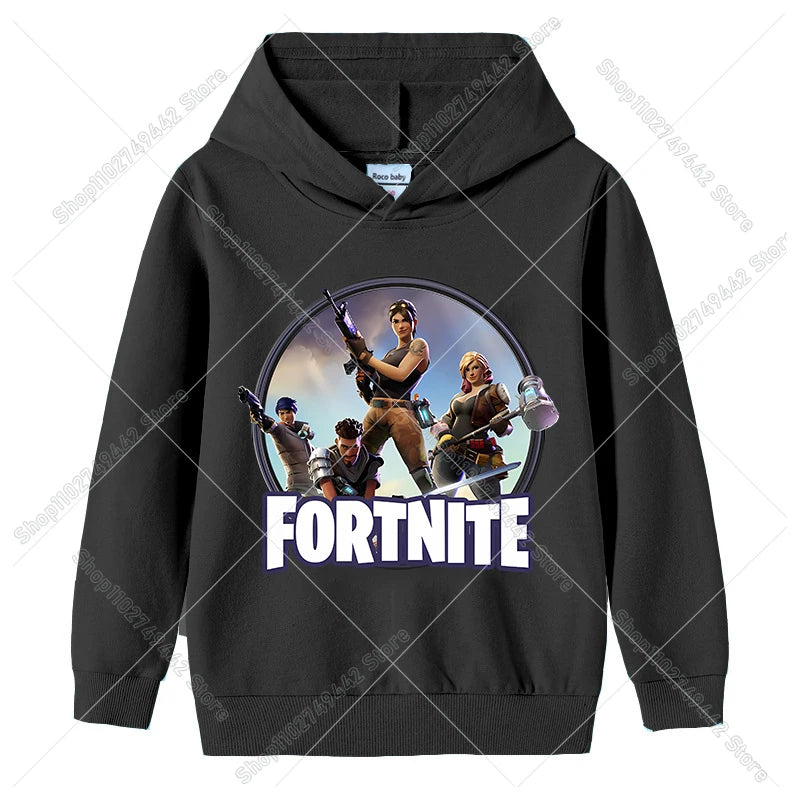 Lasten Fortnite-huppari syksyyn, ohut hupullinen collegepaita pojille ja tytöille, pitkähihainen pusero, urheilu- ja vapaa-ajan lastenvaate