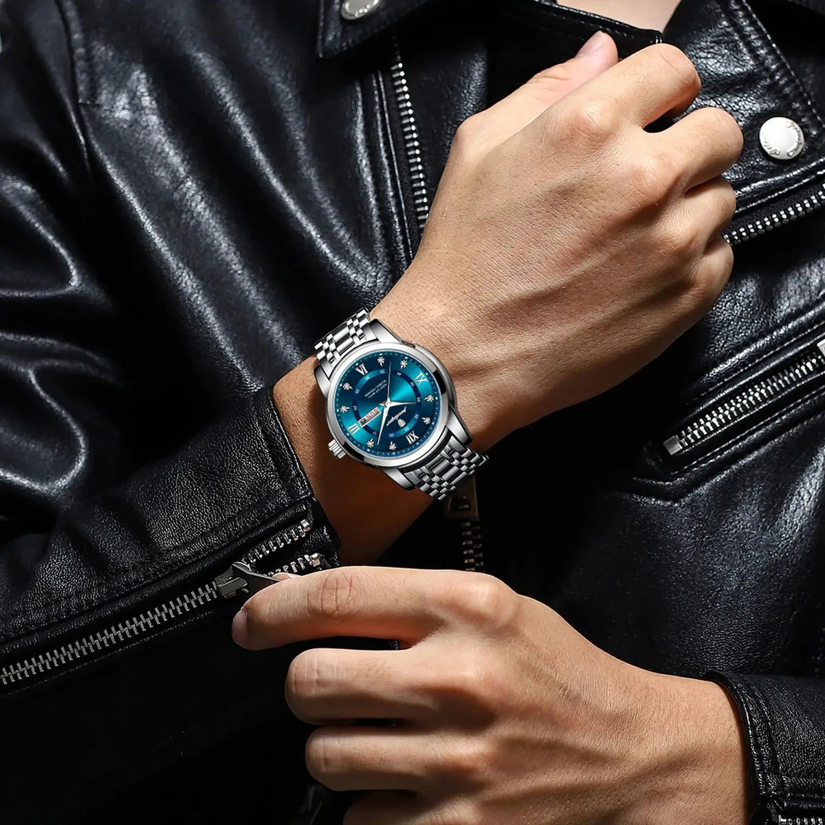 Relógio de pulso masculino POEDAGAR de luxo e na moda, estanque, em aço inoxidável, luminoso, com data e movimento de quartzo.
