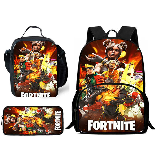 Hot Game Design Child Backpacks F-FortniteS Lunch Bag Pencil Case Pupil Large Capacity School Bags For Boy Girl Best Gift