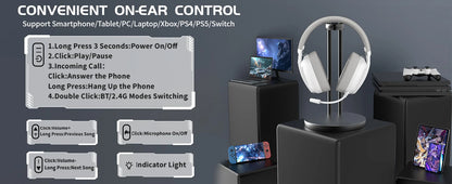 ATTACK SHARK L80PRO Wireless Gaming Headset Lightseed Tech- Built-in&Detachable Dual Microphone-Lightweight Headphone-Tri-Mode