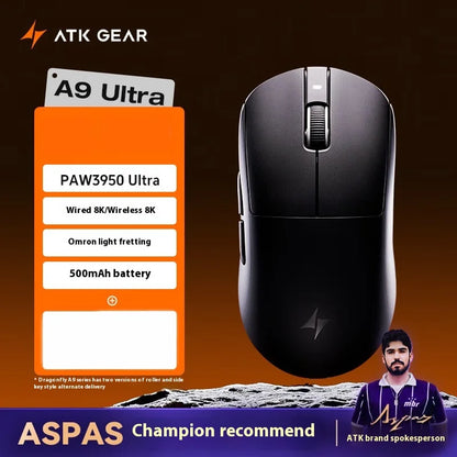 ATK A9 Ultra Wireless Gaming Mouse Tri Mode 8K 53g Lightweight A9/A9 SE/A9 Plus/A9 Pro Gaming Mouse E-sports PC Customized Gift