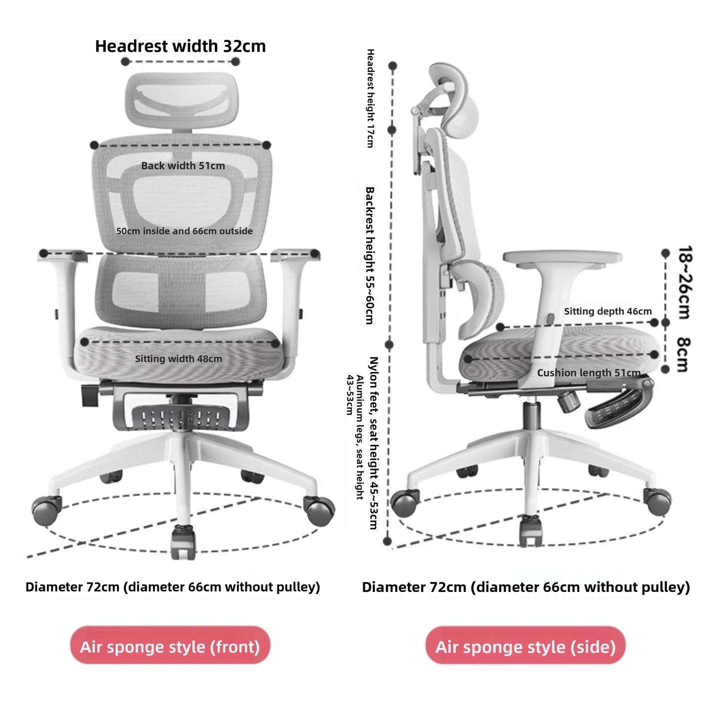 Ergonomic Office Chair Comfortable Long Sitting Home Gaming Computer Recliner Nap Chair Adjustable Height Lumbar Support Swivel
