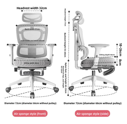 Ergonomic Office Chair Comfortable Long Sitting Home Gaming Computer Recliner Nap Chair Adjustable Height Lumbar Support Swivel