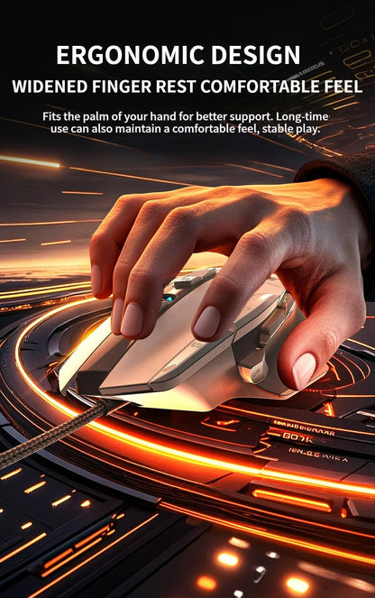 Wired Mouse RGB Lights 10 Keys Macro Programming Gaming Chip 12800DPI Ergonomic Design Medium-Large Hand Gaming Mouse GK502