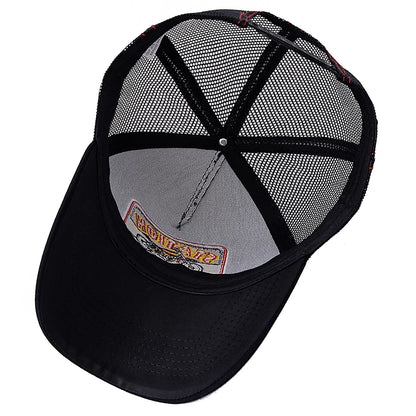 Unisex-mesh-trucker-kasket med klassisk motorcykelmønster, åndbar sommer-baseballkasket, streetwear-kasket til mænd og kvinder