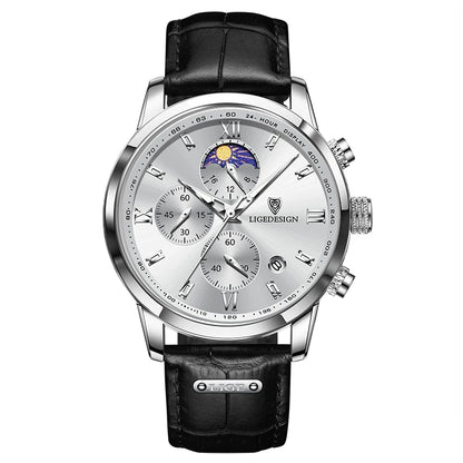 LIGE Casual Men Watch Luxury Leather Waterproof Sport Quartz Wristwatch Chronograph Military Watch for Men Relogio Masculino