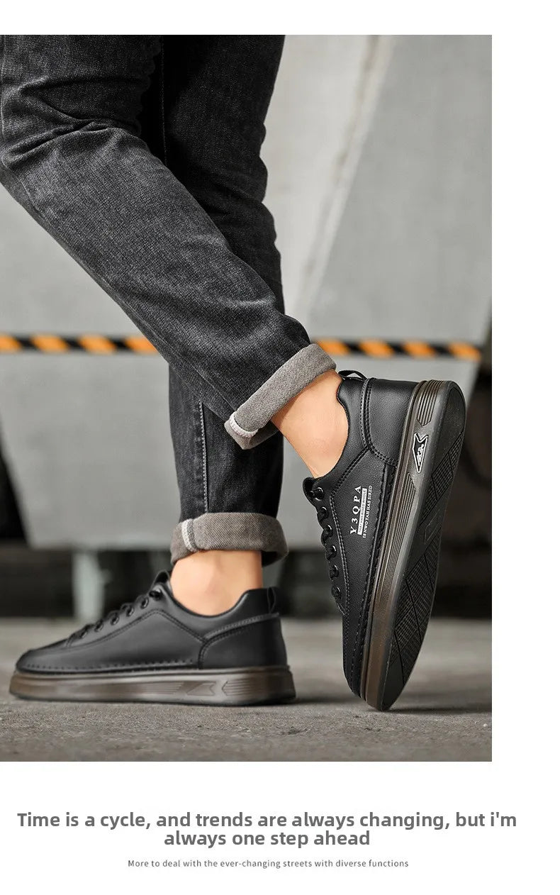 Men's summer fashionable casual driving shoes, sporty slip-on loafers, versatile comfortable breathable wear-resistant leather