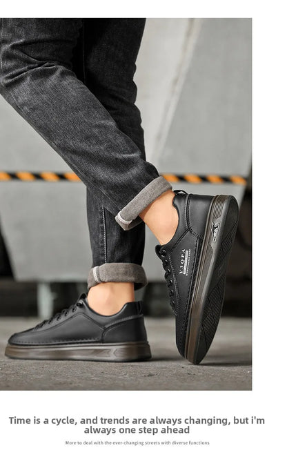 Men's summer fashionable casual driving shoes, sporty slip-on loafers, versatile comfortable breathable wear-resistant leather