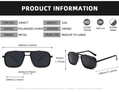 Luxury Rectangle Men's Sunglasses Retro Metal Steam Punk Sun Glasses Male Classic Outdoor Driving Shades Summer Glasses