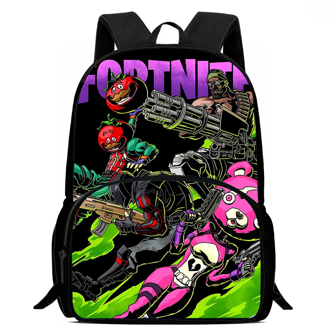 Kinder-Rucksack-Set im angesagten Gaming-Design mit Lunchbag und Federmäppchen, große Kapazität, Schultaschen für Jungen und Mädchen, ideales Geschenk F-FortniteS