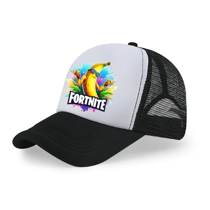 Dětská letní kšiltovka Fortnite s potiskem ve stylu kreslené hry, prodyšná síťovina, nastavitelná čepice s kšiltem, dárek k narozeninám pro děti