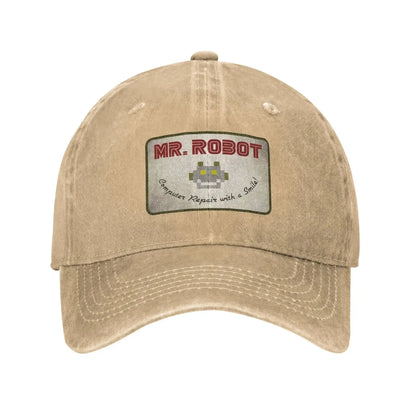 Computer med Sourires Anime Funny Mr Robot Custom Retro Cowboy vasket baseballkasket til mænd Denim solhat Hip Hop-kasket