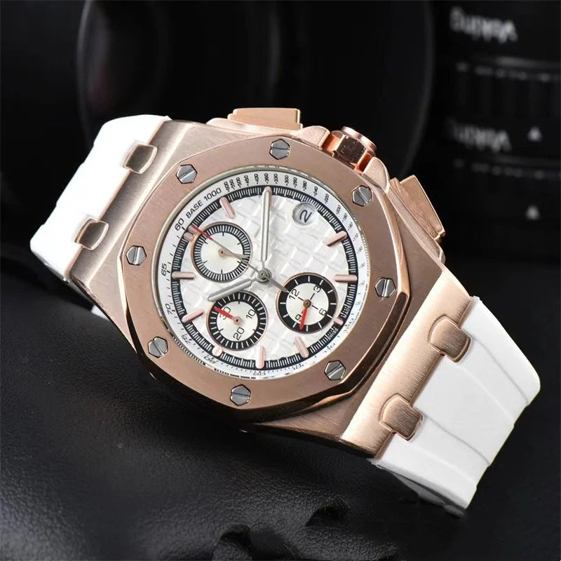 Men's Chronograph Sport Watch Date Display Luxury Chronograph Wristwatch Sport & Business Casual Watch with Rubber Strap