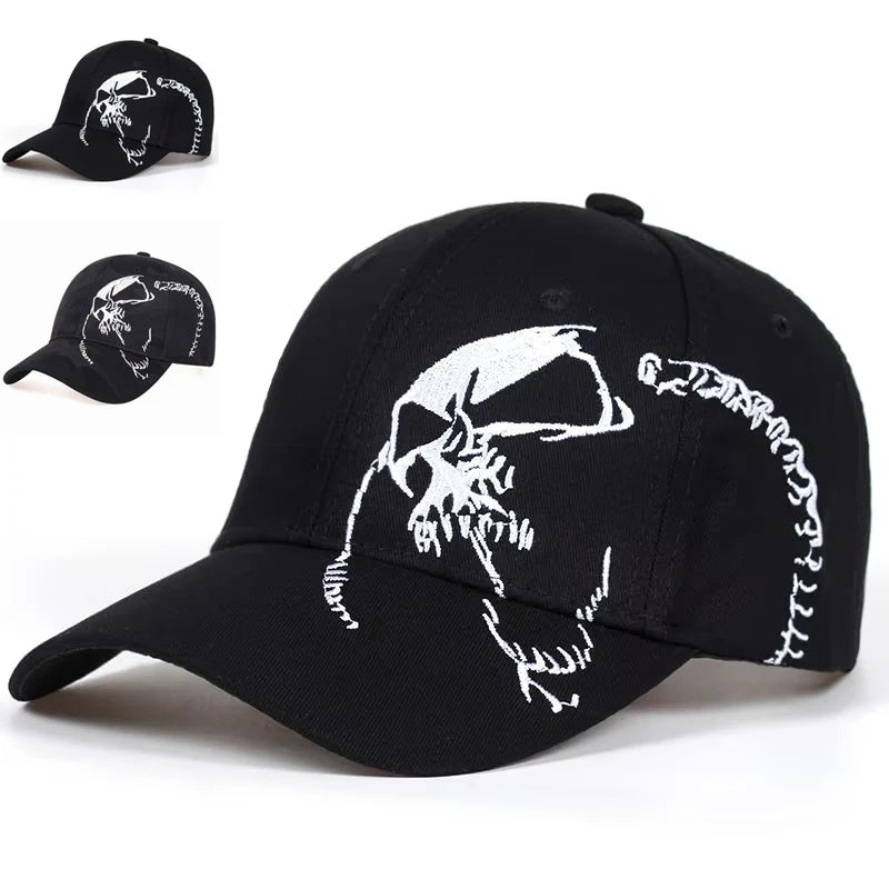 Casquette de baseball unisexe à motif brodé et design squelette, ajustable, pour le plein air, printemps et automne, chapeau décontracté de protection solaire
