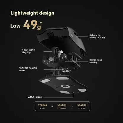 ATK X1 Series Wireless Bluetooth Mouse Paw3950/Ultra 8k Lightweight 49g Three Mode Mouse Fps Gamer Mouse Custom Gift