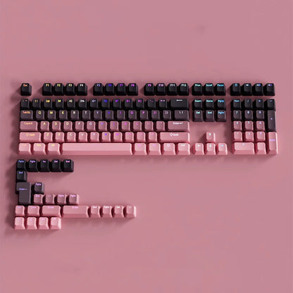 Teclas Gamer RGB retroiluminadas em degradé para teclado mecânico com switch MX, perfil OEM, PBT, branco e azul, layout ISO, teclas DIY