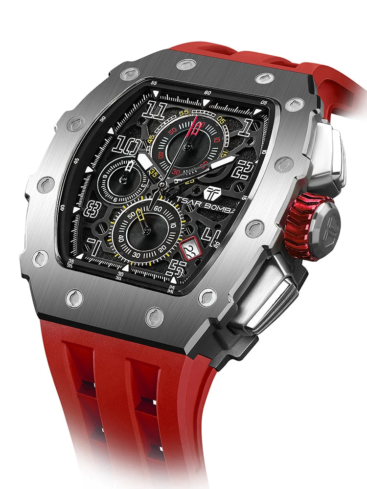 Orologio da uomo TSAR BOMBA New TB8204, cronografo al quarzo giapponese, impermeabile 50M, stile sportivo fashion, orologio da polso di lusso, regalo da uomo