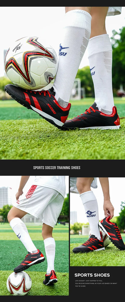 Nuove scarpe da calcio da uomo e donna, scarpe sportive per interni ed esterni con tacchetti lunghi e spezzati per allenamento su tappeto da calcio