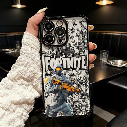 Oblíbený herní kryt na telefon FortniteS s pokovením pro iPhone 17 17e 16e 16 15 14 13 12 11 Pro Max X XR XSMax 7 8 Mini Air Plus, odolný proti pádu