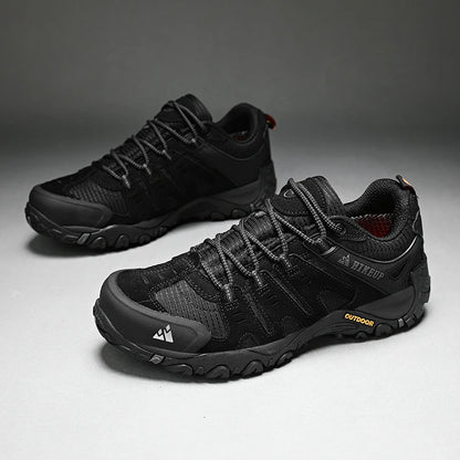 HIKEUP Men's Hiking Shoes Suede Leather Outdoor Shoes Wear-resistant Men Trekking Walking Hunting Tactical Sneakers