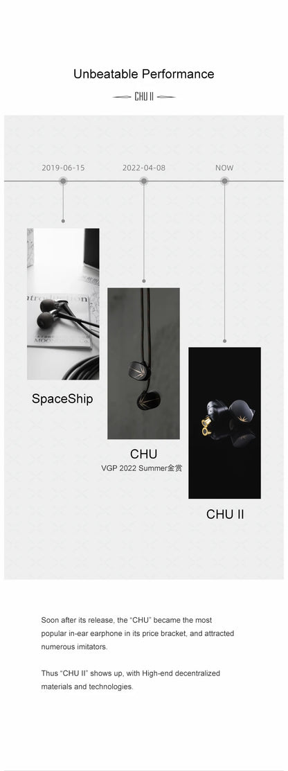 Moondrop CHU II Dynamic Driver In-ear Headphone CHU2 Monitor IEM Earphone CHU II 3.5mm Earbud With Detachable 0.78mm cable