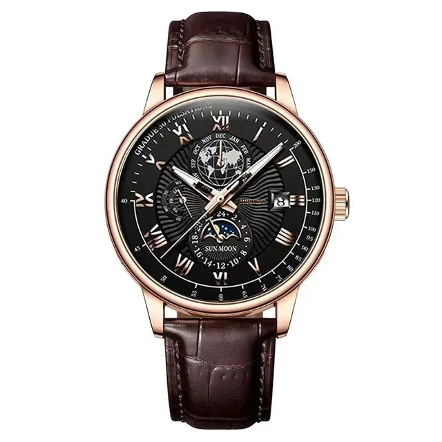 2026 New Luxury Men's Sport Watch Fashion Top Waterproof Luminous Leather Date Quartz Wristwatch Man's Clock