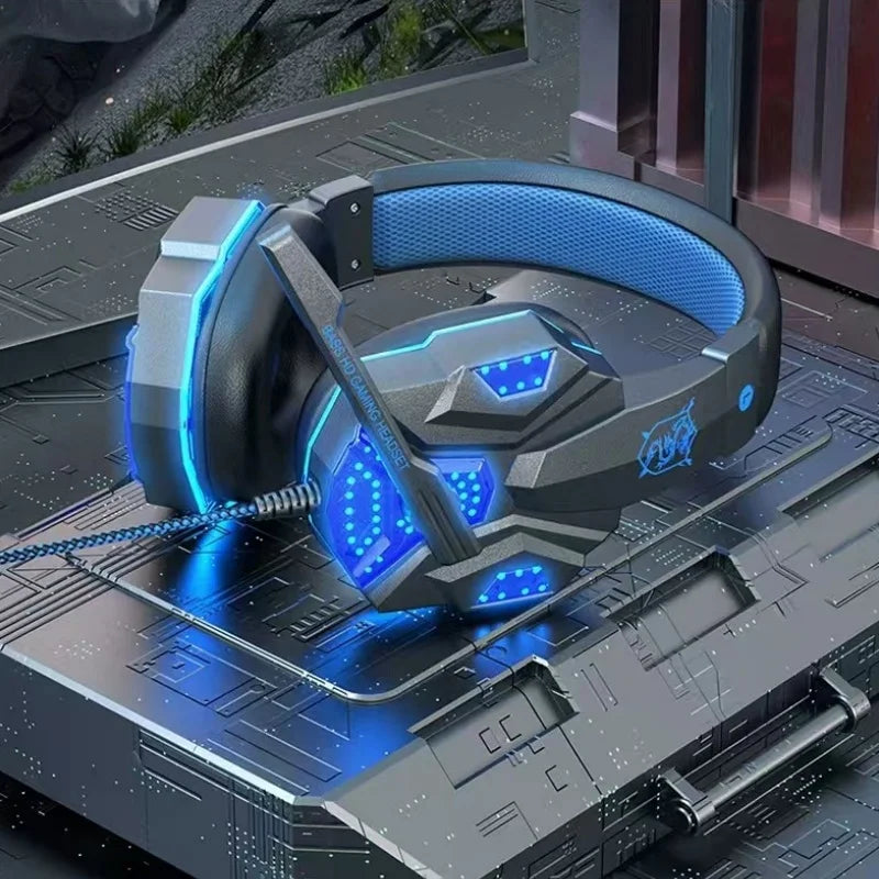 HOMEFISH SY830MV RGB Gaming Headset with Microphone Over-Ear Wired Headphones Drivers Lightweight for PC PS5 Xbox Switch
