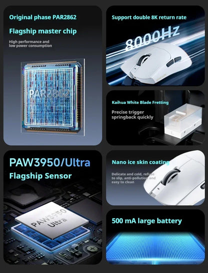 EWEADN S9 Pro Ultra V2 Lightweight Wireless Gaming Mouse Tri-Mode Tri-model Mouse 2.4G USB-CBT 8K Polling 26K DPI PAW3395 Mice