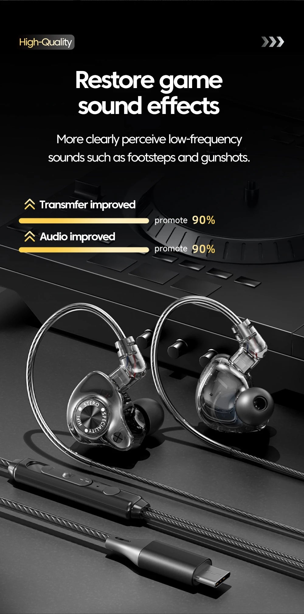 Original 15D Super Bass In Ear Headphone With Mic 3.5mm AUX/Type-C Digital Chip Headset For iPhone 17 Huawei Xiaomi Android