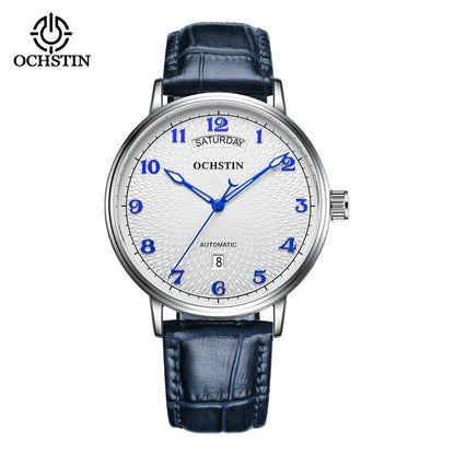 OCHSTIN Day Date Gents Watches 2025 Gift for Men Automatic Mechanical Business Wristwatches 40mm Analog Male Clock Leather Strap
