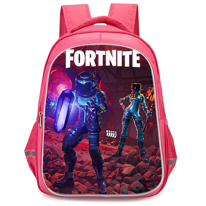 16" Fortnite Cartoon Red Backpack Unisex Dual Zipper Large Capacity School Bag Kids Bookbag Boys Girls Ages 5-8