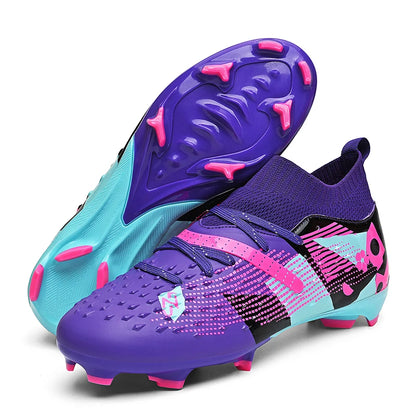 Nouveaux hommes chaussures de Football de haute qualité en plein air haute cheville ultraléger bottes de Football en salle chaussures de sport antidérapantes Futsal antidérapantes