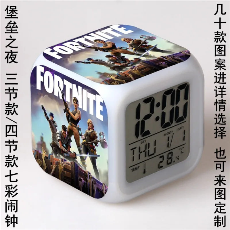 Fortnite Alarm Clock Cute Fashion Cartoon Personalized Creative Kawaii Minimalist LED Alarm Clock Gift for Friends' Birthday