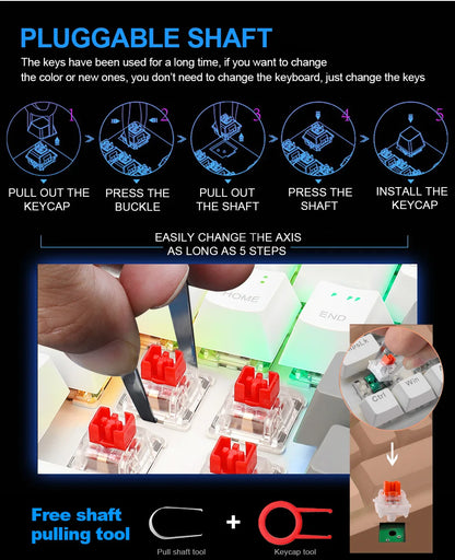 E-YOOSO Z11 RGB USB 60% Mini Mechanical Gaming Keyboard Blue Red Switch 61 Keys Wired Detachable Cable, Portable for Travel PC