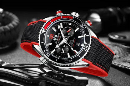 Classic Luxury Men Automatic Watch Multifunction Mechanical Wristwatch Rubber Strap Waterproof Week Date Watches Reloj Hombre