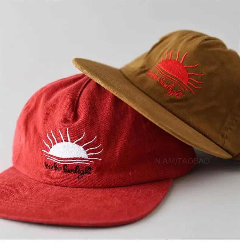Cappellino da baseball con visiera piatta, carino, per donne, uomini e adolescenti, con ricamo "Sunrise", cappellini estivi e cappelli da sole