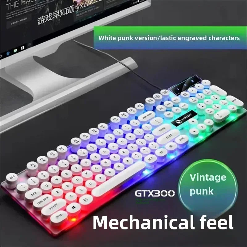 Mechanical Keyboard  Gaming Keyboard  E-sports Game Office Computer Notebook Desktop Steampunk English USB for Gaming