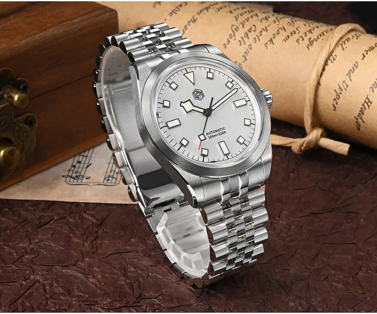 San Martin 38mm Men Sport Watch Fashion Luxury Explore Climbing Automatic Mechanical Sapphire Waterproof 5 Links Bracelet BGW-9