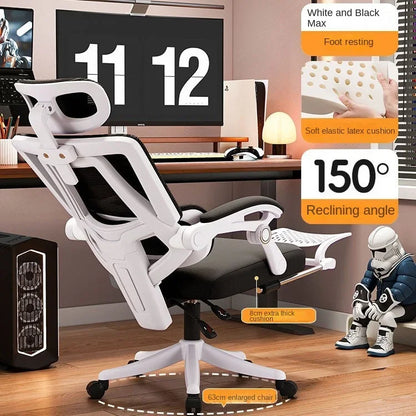 Ergonomisk kontorsstol i mesh med ländryggsstöd, hög datorstol för vuxna, bekväm arbetsstol för långa pass