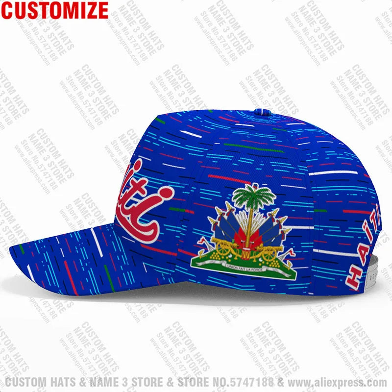 Cappellino personalizzato gratuito con nome dell’università, numero e logo della squadra di Haiti (Hti) – Viaggi nel Paese – Nazione francese – Bandiera della Repubblica di Haiti – Cappellino da baseball