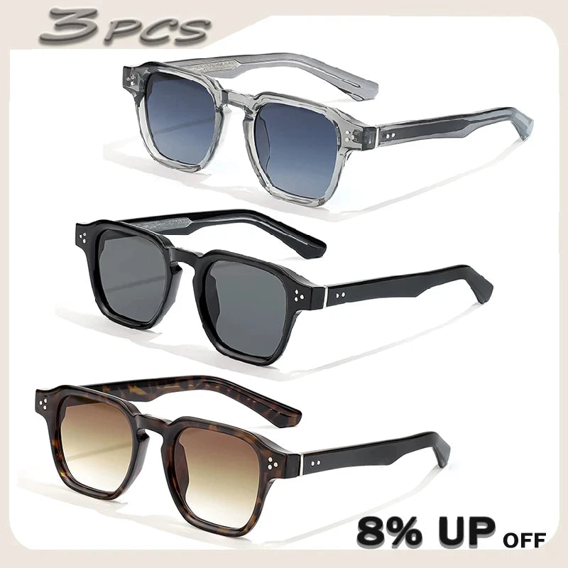 1/2/3 Pcs Wholesale New Square Retro Sunglasses Men Fashion Punk Sun Glasses Women Travel Eyewear Lunette De Soleil Femme UV400