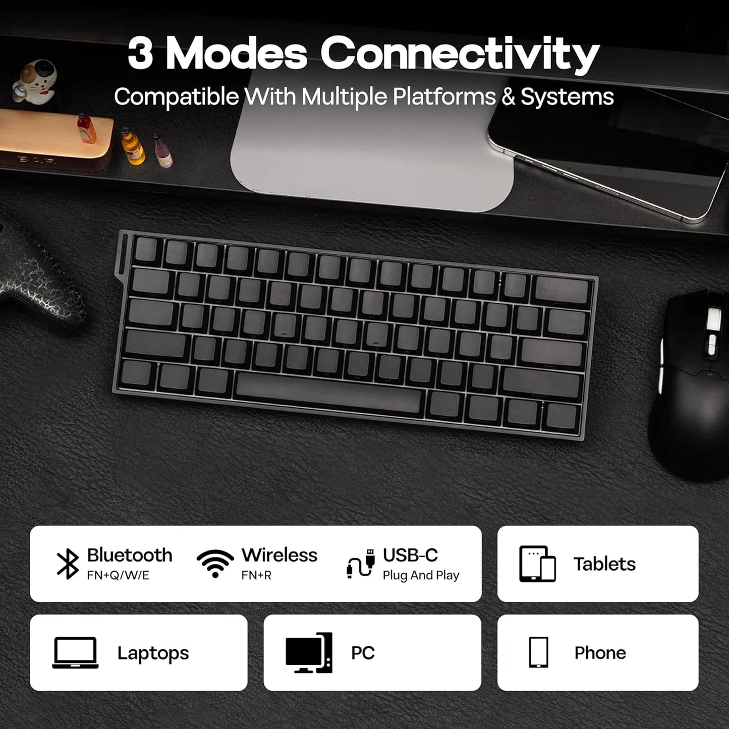 AULA Mini60 HE/Pro/Max 60% Magnetic Switch Keyboard RGB Tri Mode Wireless Mechanical Keyboard 8000Hz 0.01mmRT for Pc Gamer Gifts