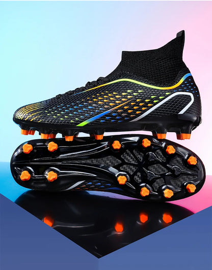 Zapatillas de fútbol para hombre, botas de fútbol profesionales para césped y futsal, unisex, para partidos en césped y entrenamiento al aire libre, tacos antideslizantes y transpirables